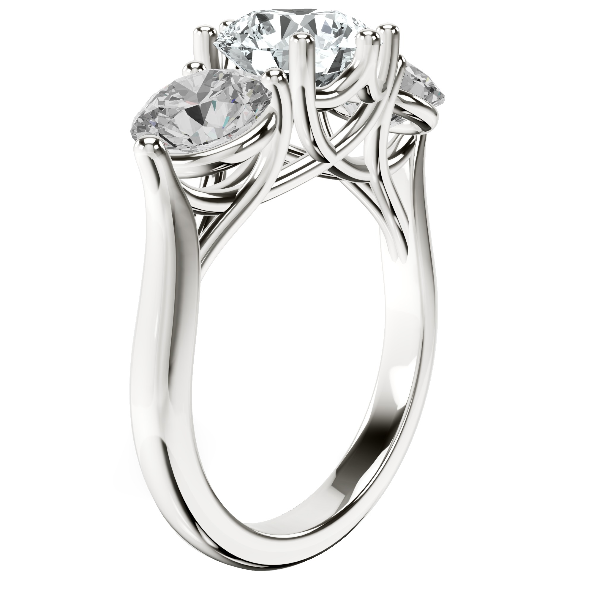 Estella Round Three Stone Lab Diamond Ring top view