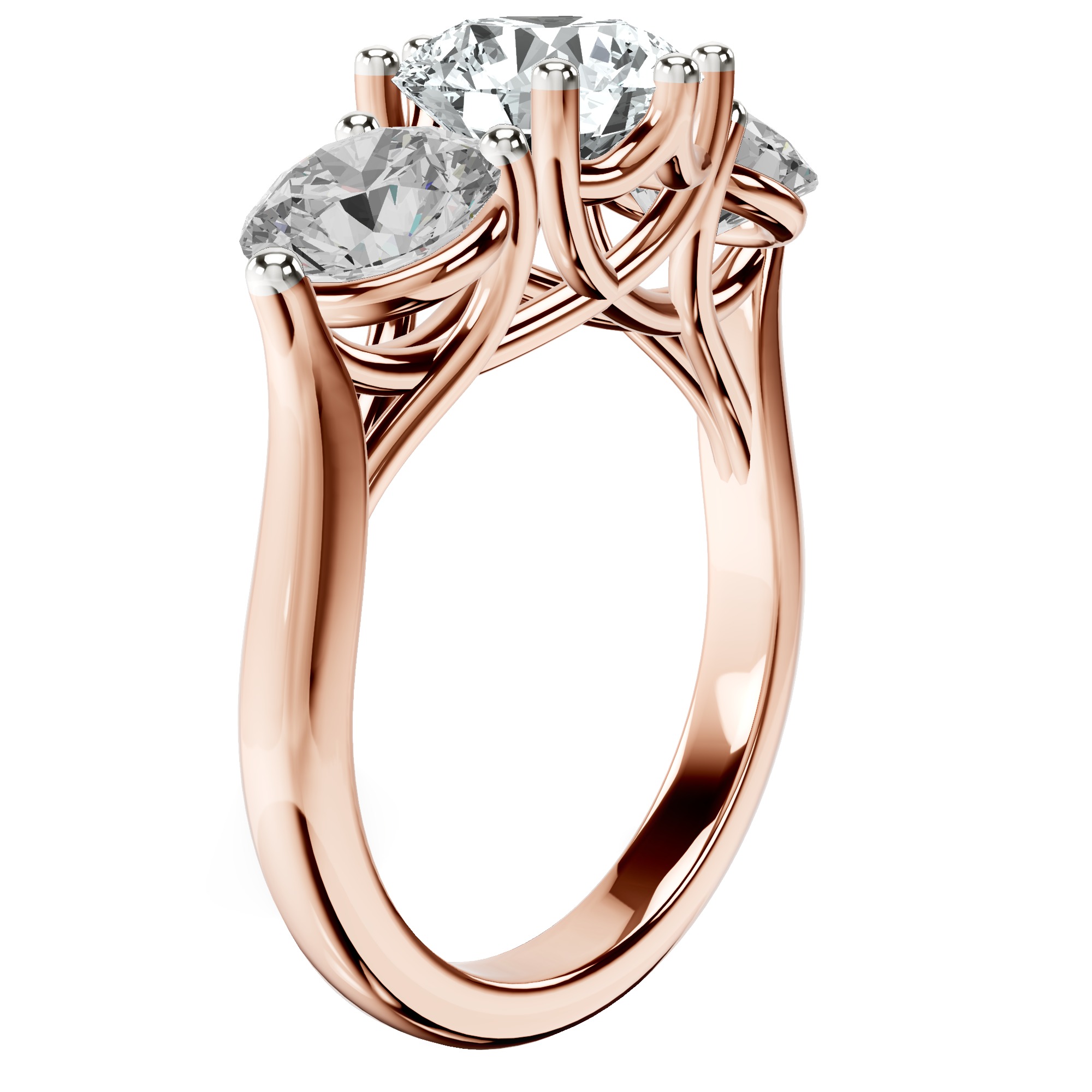 Estella Round Three Stone Lab Diamond Ring top view