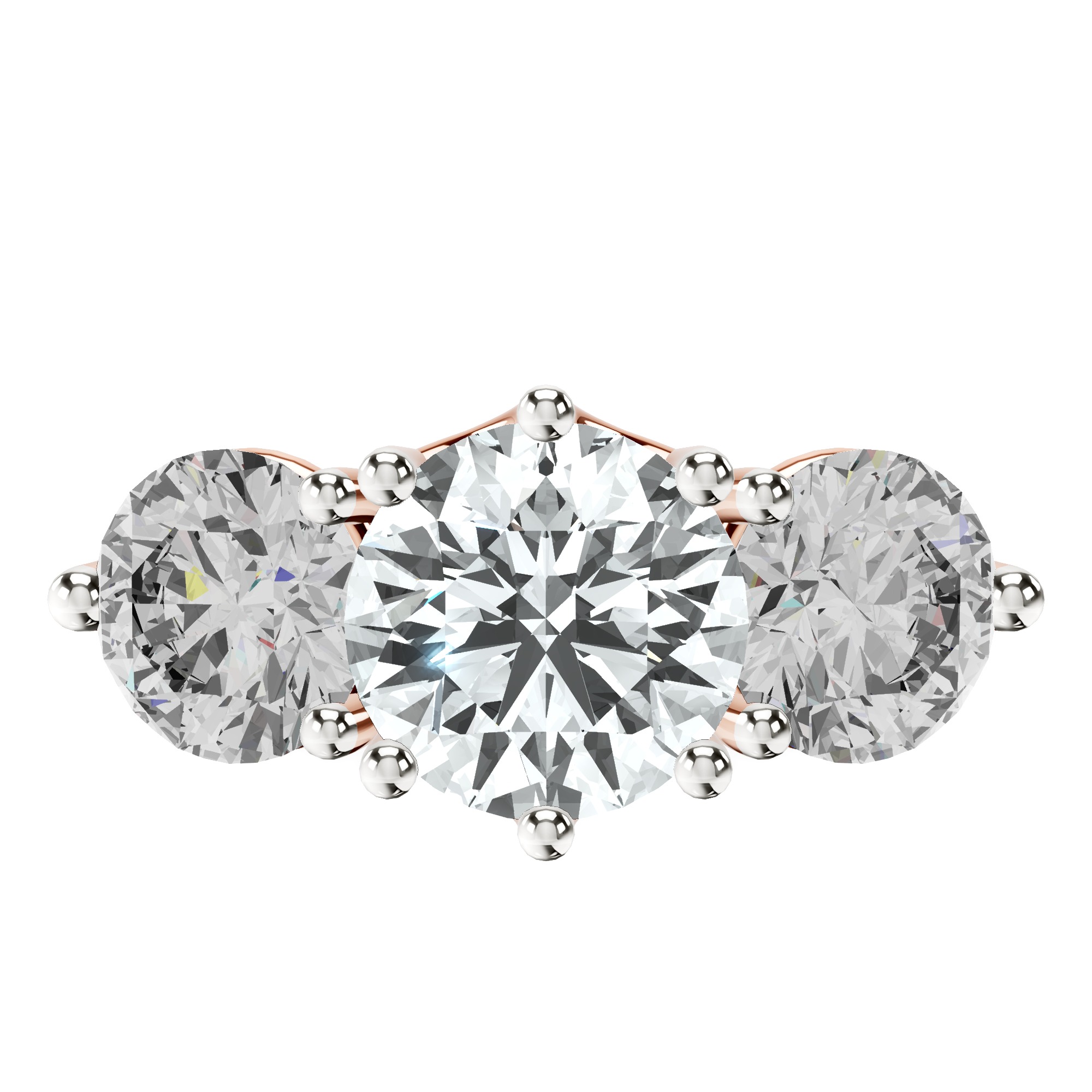 Estella Round Three Stone Lab Diamond Ring front view