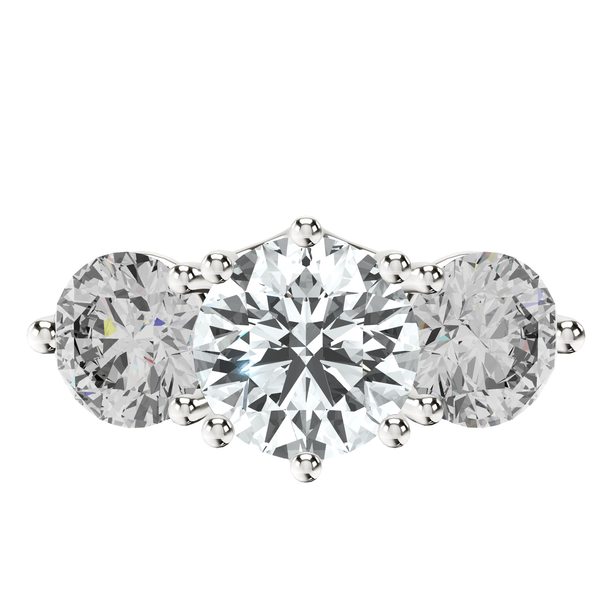 Estella Round Three Stone Lab Diamond Ring front view