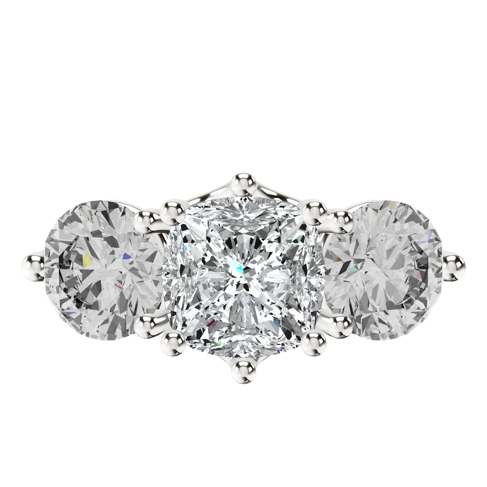 Estella Round Three Stone Lab Diamond Ring front view