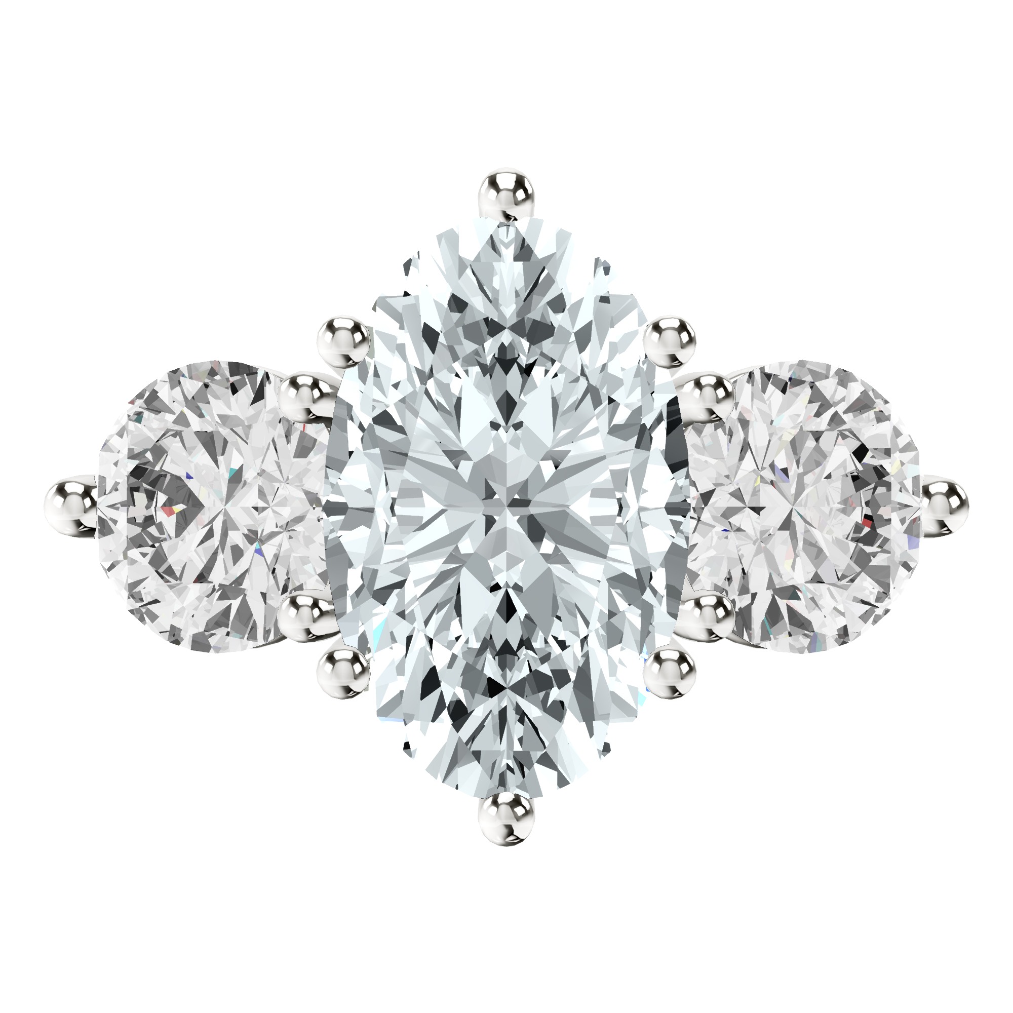 Estella Round Three Stone Lab Diamond Ring front view
