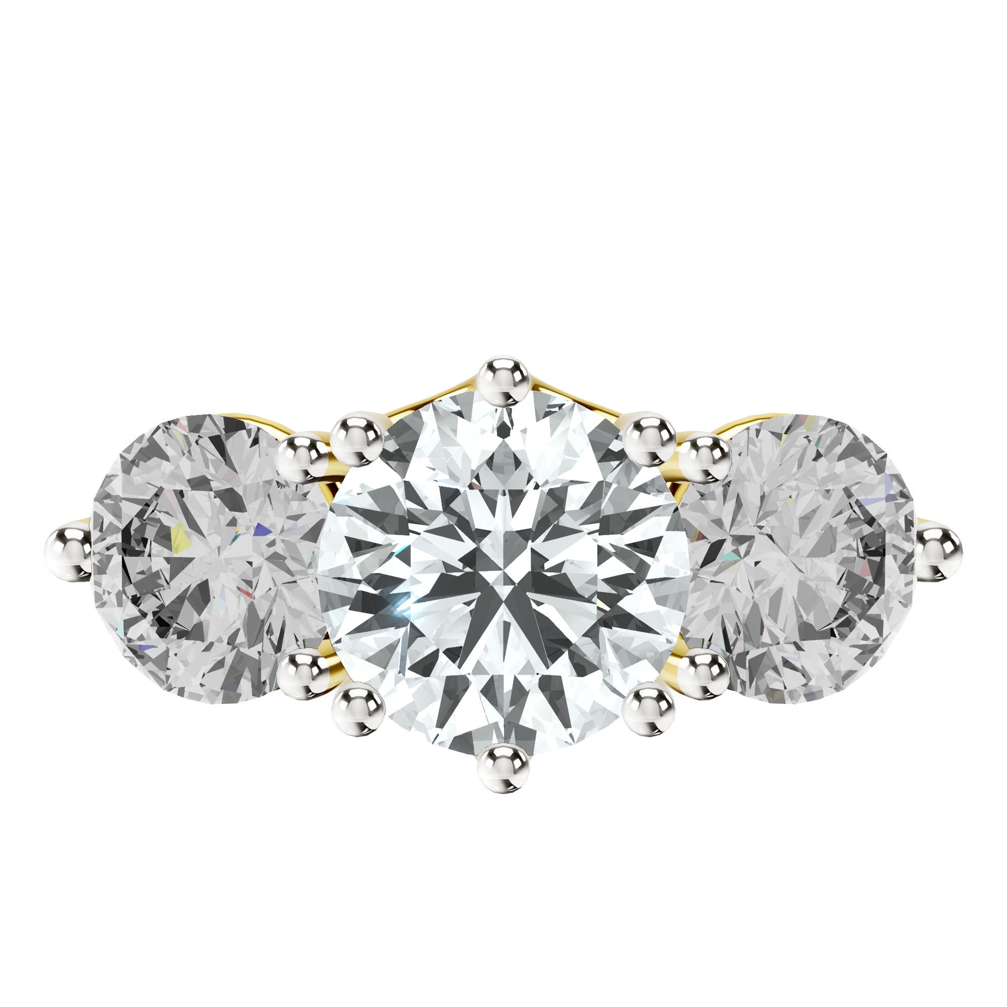 Estella Round Three Stone Lab Diamond Ring front view