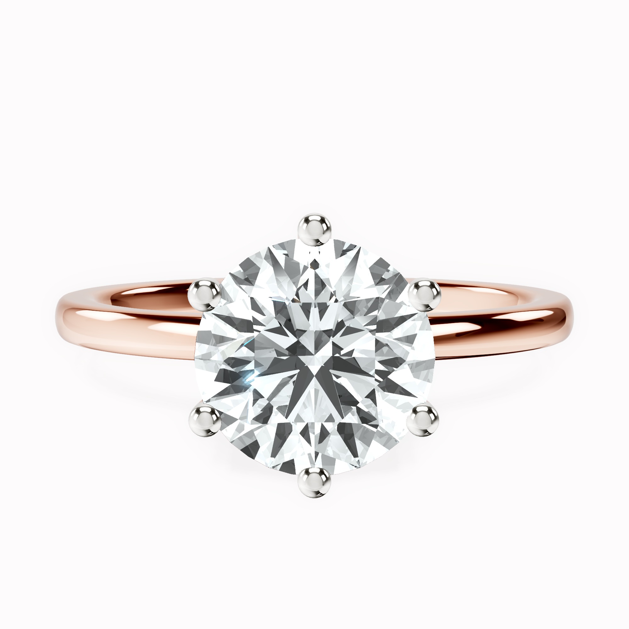 Six Prong Solitaire 1.5mm Lab Diamond Ring front view
