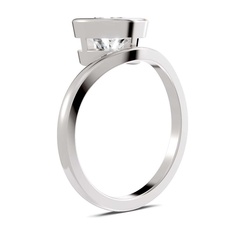 Bezel Crest Solitaire Lab Diamond Ring top view