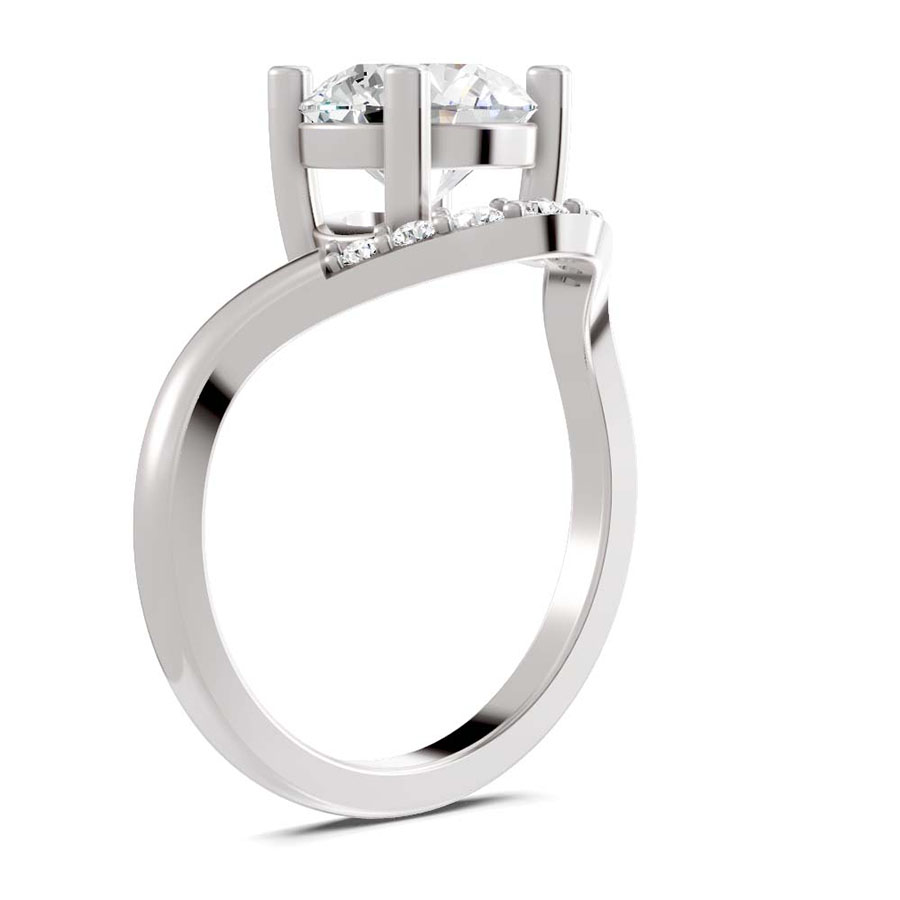 Curved Crest Lab Diamond Ring top view