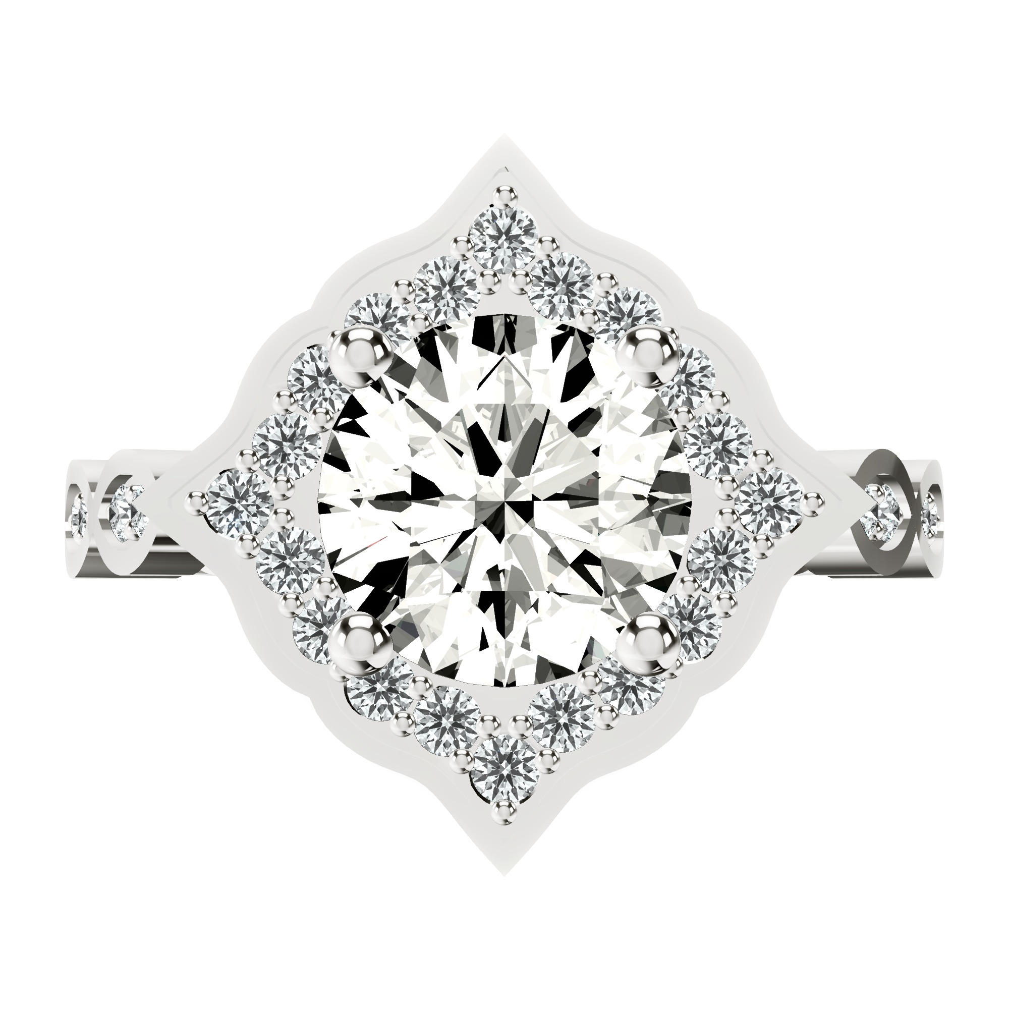 Melody Vintage Halo Lab Diamond Ring front view