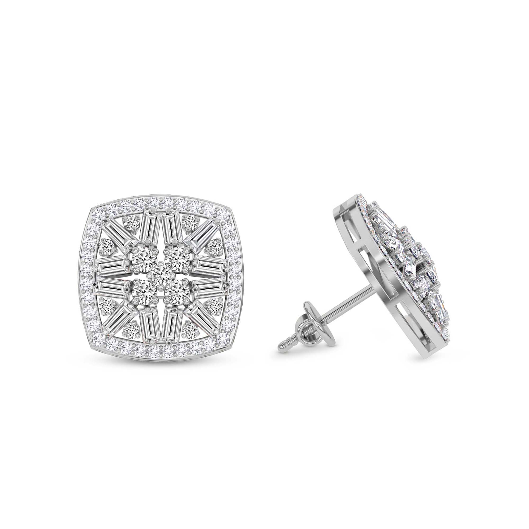 Scabiosa Flower Fashion Lab Diamond Stud Earrings left view