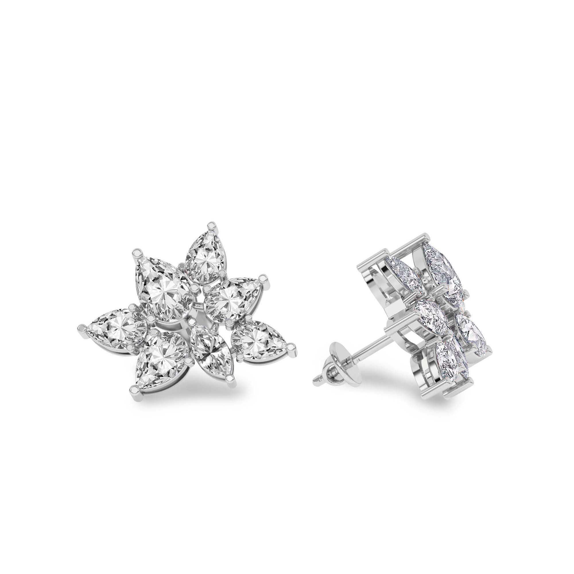 Cosmos Flower Fashion Lab Diamond Stud Earrings left view
