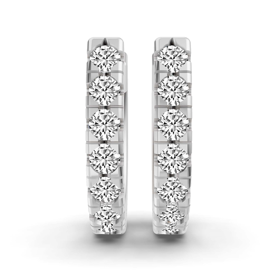 Platinum Classic Round Lab Diamond Huggie Earrings (1/2 Ct. Tw.) left