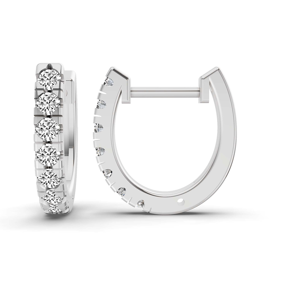Platinum Classic Round Lab Diamond Huggie Earrings (1/2 Ct. Tw.) right