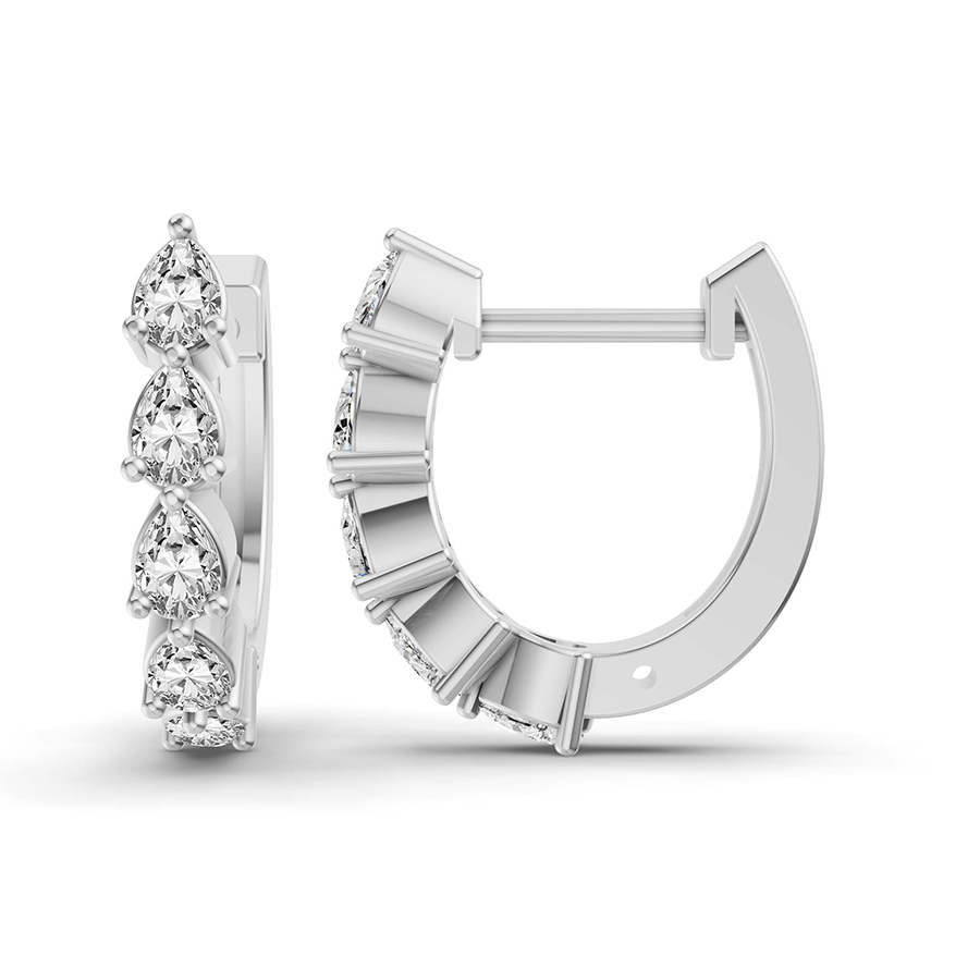 Clara Pear Lab Diamond Huggie Earrings left view