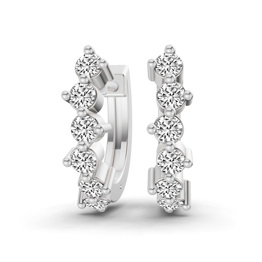 10kt White Gold Solene Round Lab Diamond Huggie Earrings (3/4 Ct. Tw.) front image