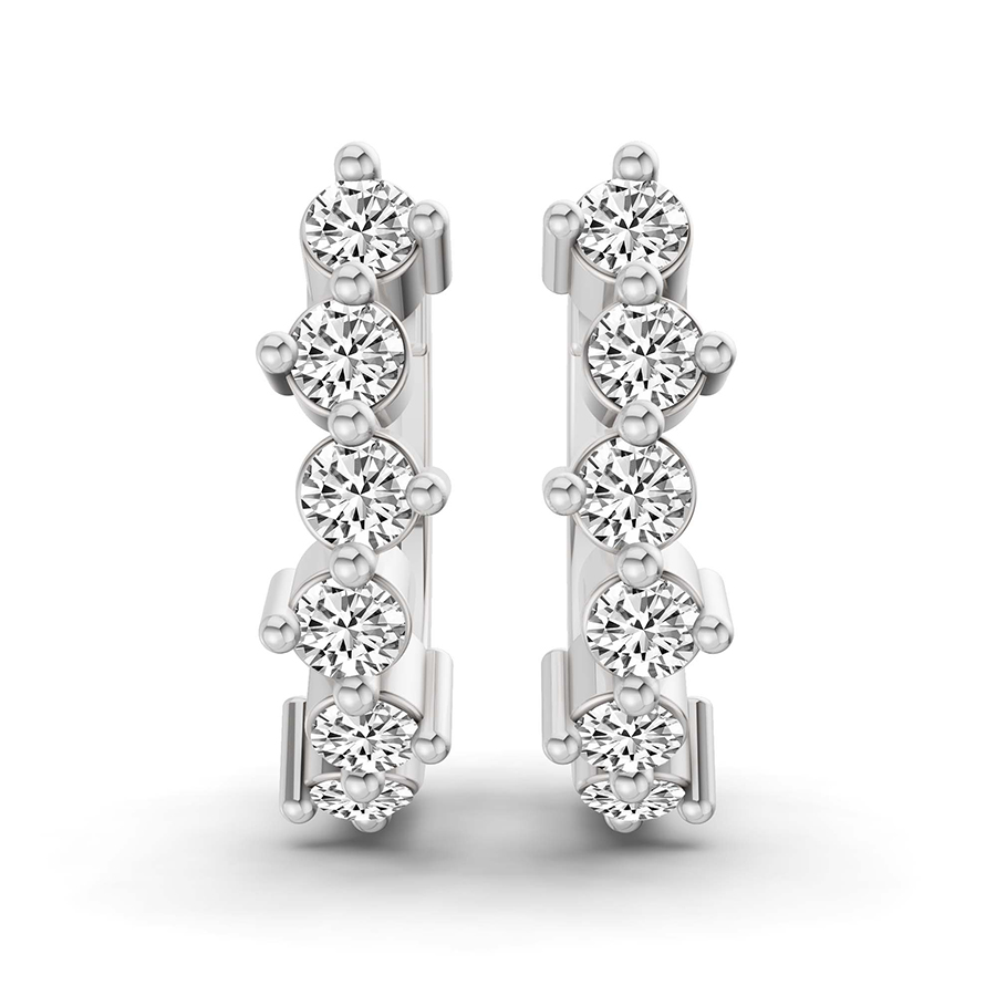 10kt White Gold Solene Round Lab Diamond Huggie Earrings (3/4 Ct. Tw.) left