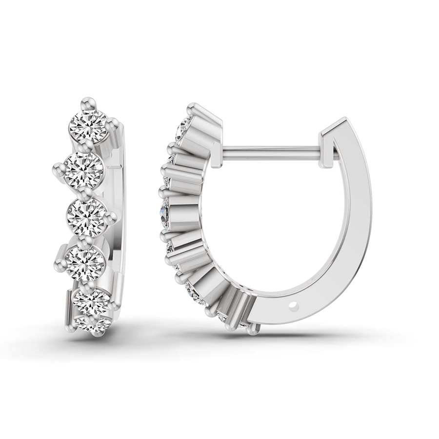 10kt White Gold Solene Round Lab Diamond Huggie Earrings (3/4 Ct. Tw.) right