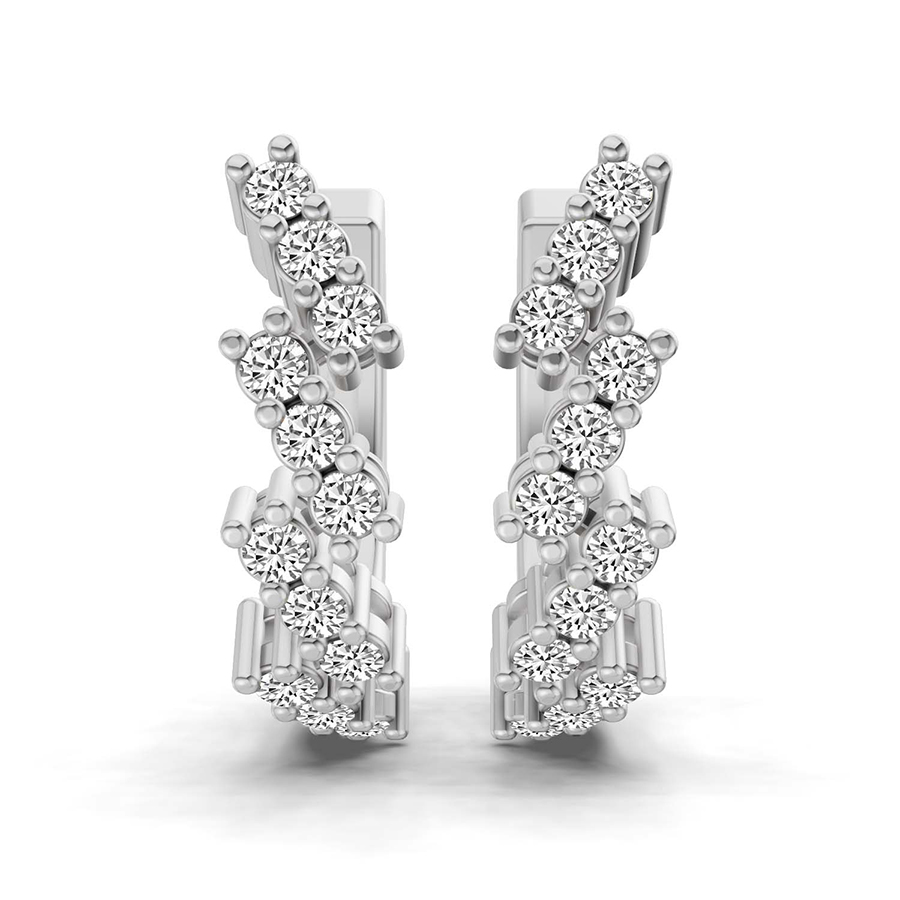 10kt White Gold Capella Round Lab Diamond Huggie Earrings (1/3 Ct. Tw.) left