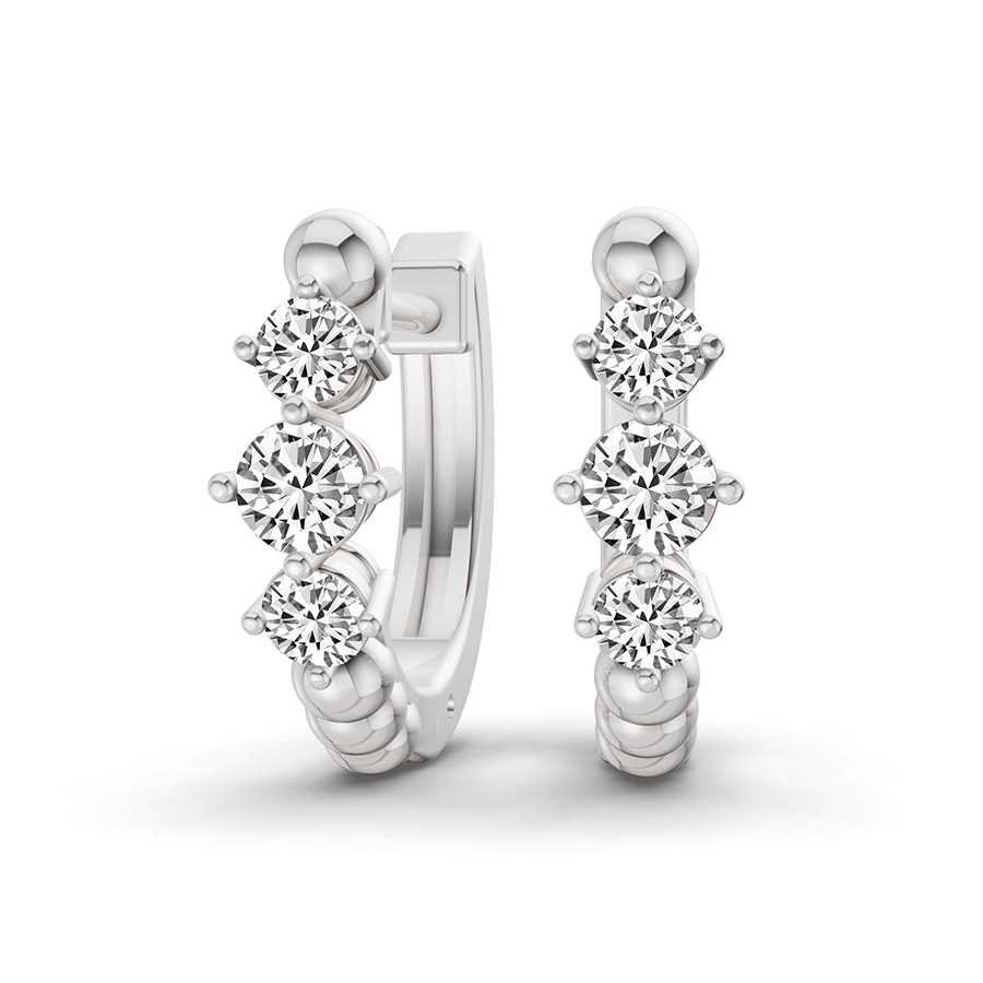 10kt White Gold Ara Round Lab Diamond Huggie Earrings (1/2 Ct. Tw.) front image
