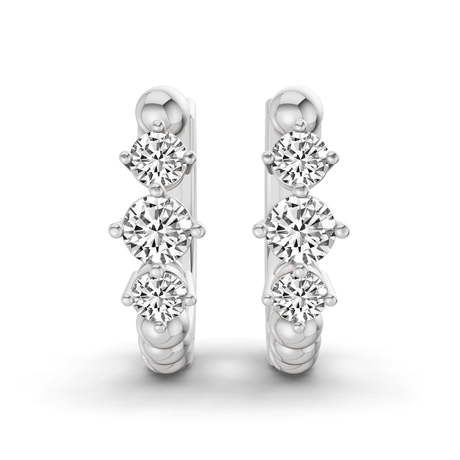 10kt White Gold Ara Round Lab Diamond Huggie Earrings (1/2 Ct. Tw.) left