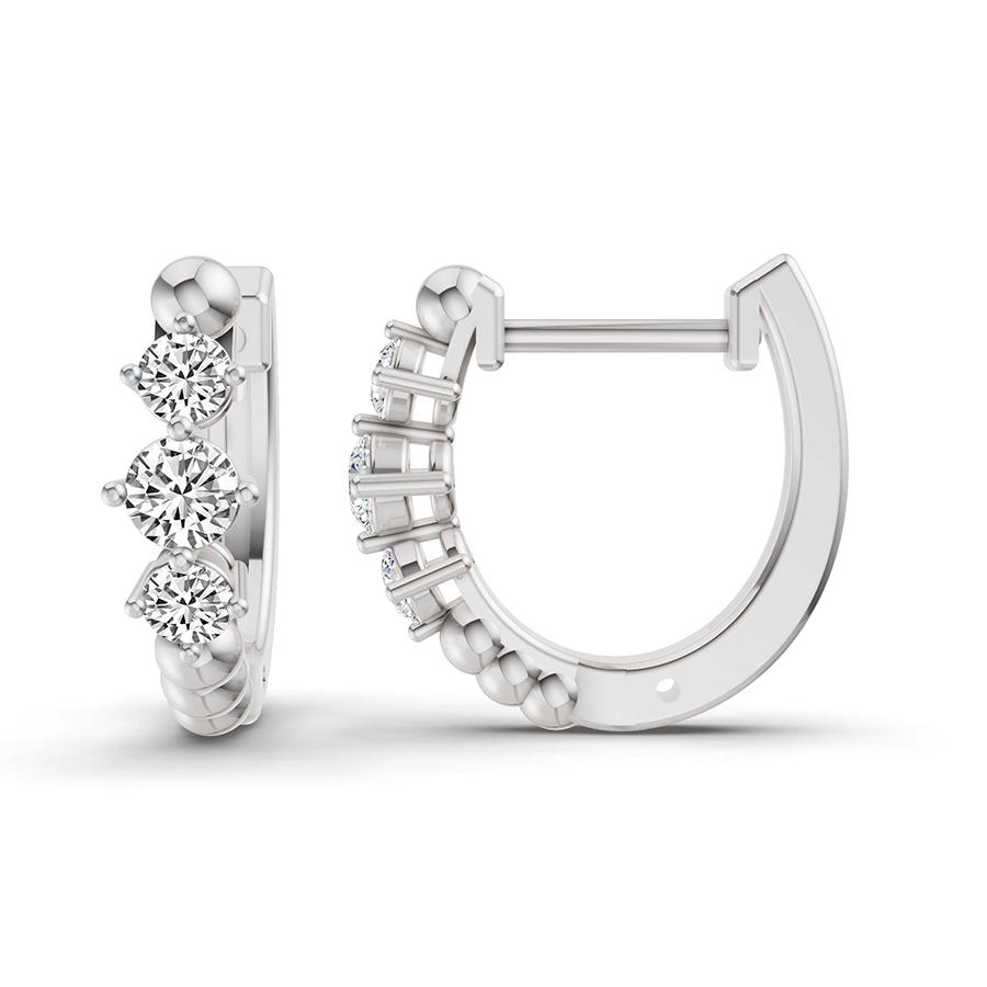 10kt White Gold Ara Round Lab Diamond Huggie Earrings (1/2 Ct. Tw.) right