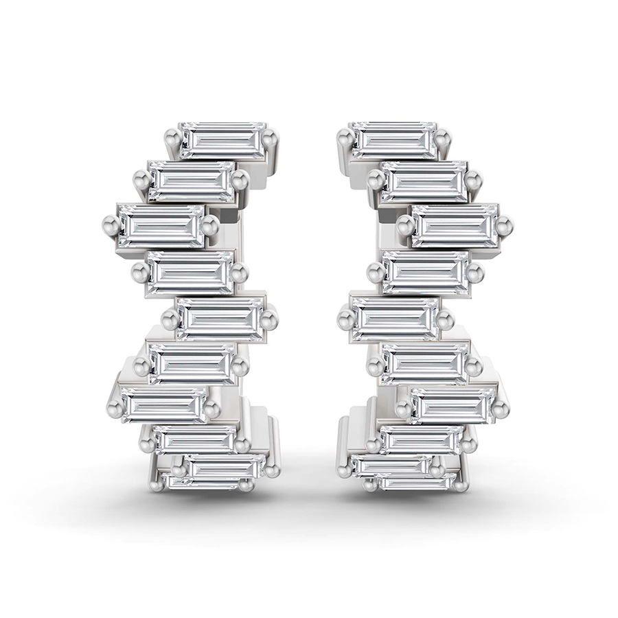 10kt White Gold Siena Baguette Lab Diamond Huggie Earrings (1 Ct. Tw.) left