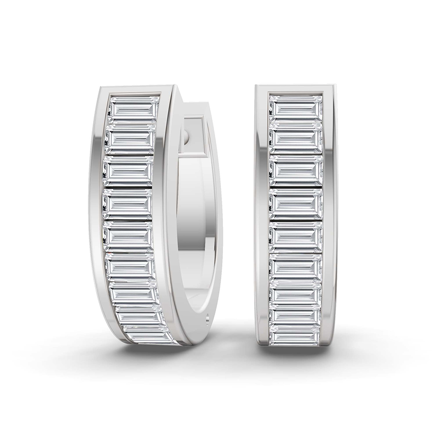 10kt White Gold Lena Baguette Lab Diamond Huggie Earrings (1 Ct. Tw.) front image