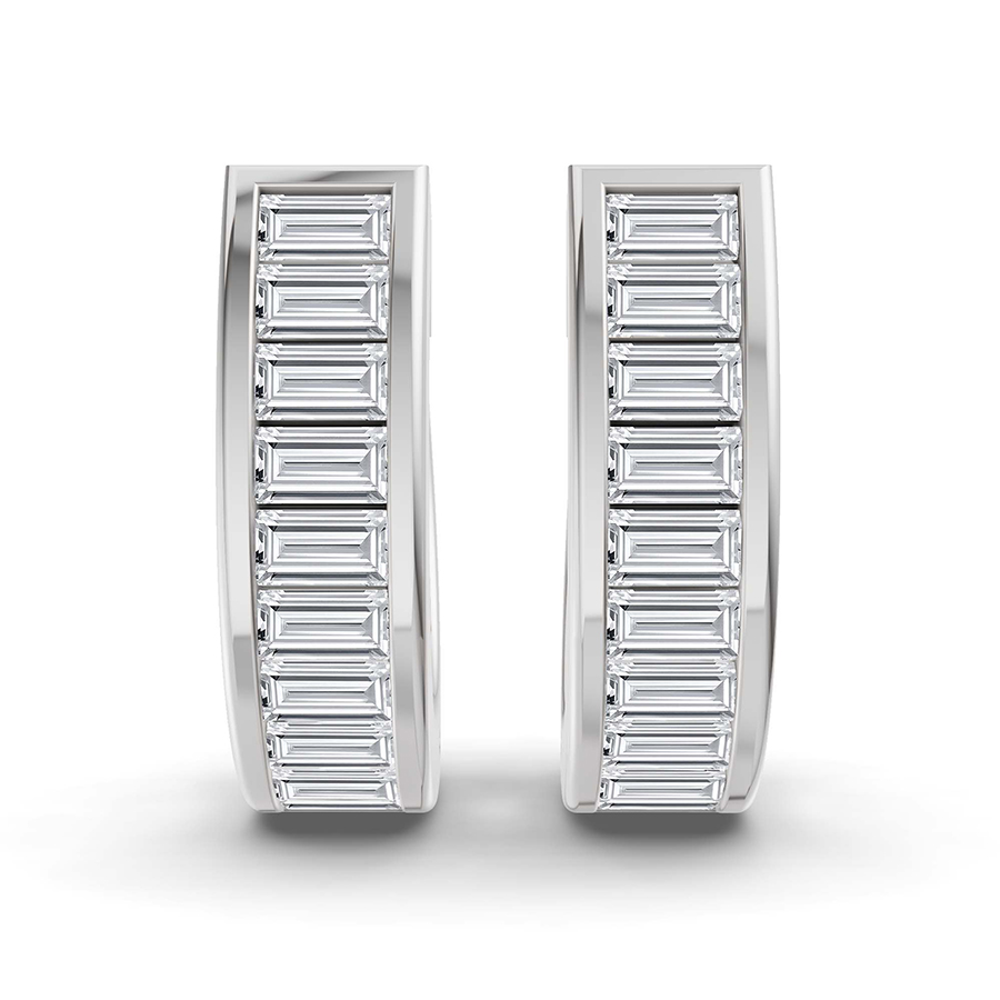 10kt White Gold Lena Baguette Lab Diamond Huggie Earrings (1 Ct. Tw.) left