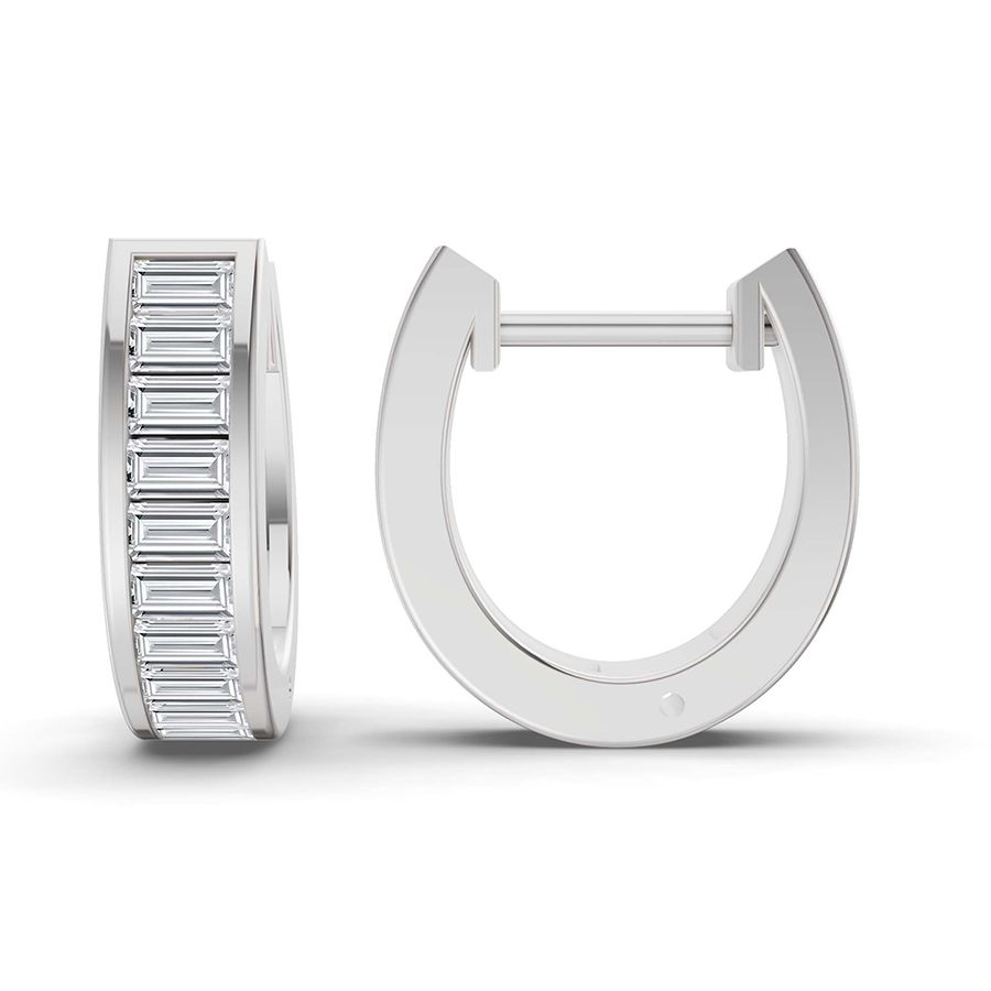 10kt White Gold Lena Baguette Lab Diamond Huggie Earrings (1 Ct. Tw.) right