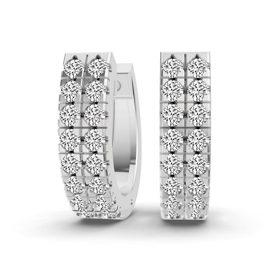 10kt White Gold Twin Shimmer Lab Diamond Huggie Earrings (3/4 Ct. Tw.) front image