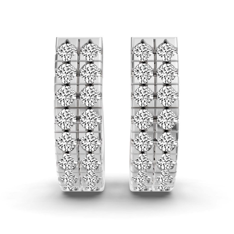 10kt White Gold Twin Shimmer Lab Diamond Huggie Earrings (3/4 Ct. Tw.) left