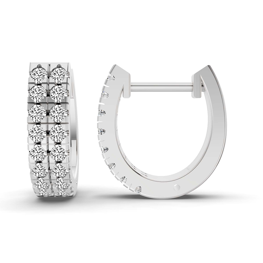10kt White Gold Twin Shimmer Lab Diamond Huggie Earrings (3/4 Ct. Tw.) right