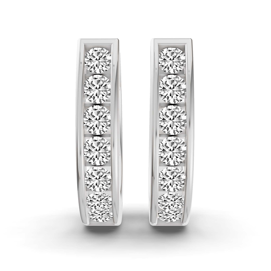 10kt White Gold Remi Round Lab Diamond Huggie Earrings (1/2 Ct. Tw.) left