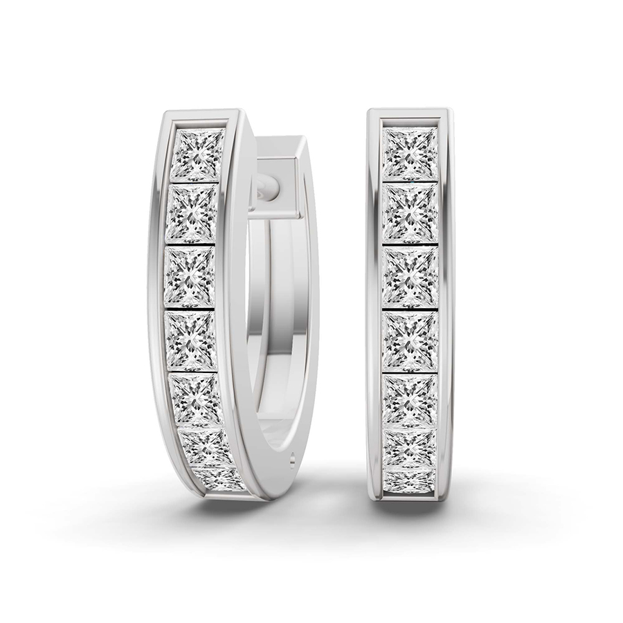 Ines Princess Lab Diamond Huggie Earrings front view