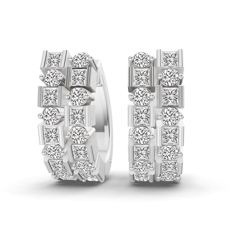 Radiant Sequence Lab Diamond Huggie Earring front view