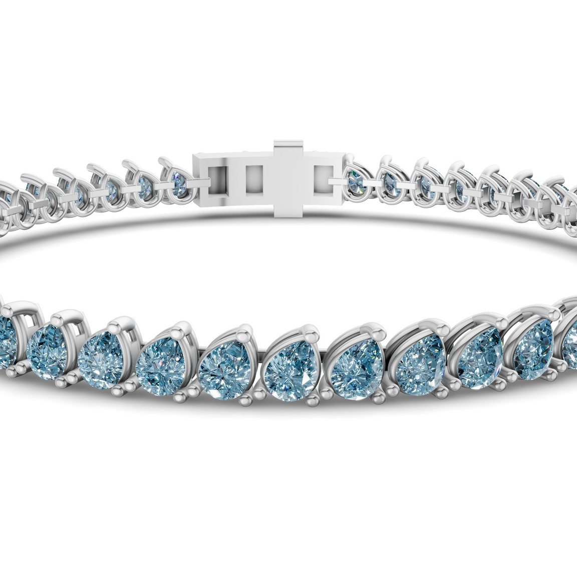 10kt White Gold Lilac Pear Lab Diamond Tennis Bracelet (4 Ct. Tw.) right