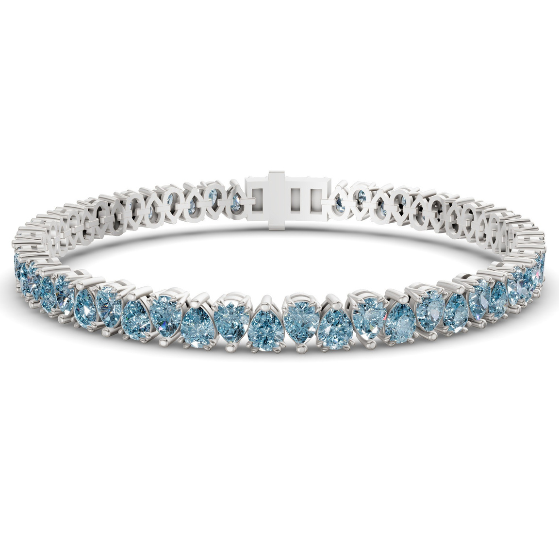 10kt White Gold Marion Pear Lab Diamond Tennis Bracelet (4 Ct. Tw.) front image