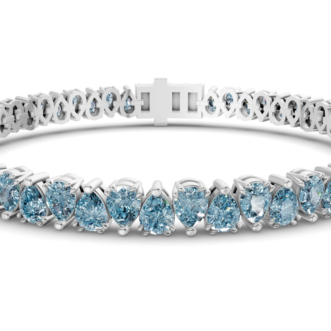 10kt White Gold Marion Pear Lab Diamond Tennis Bracelet (4 Ct. Tw.) right