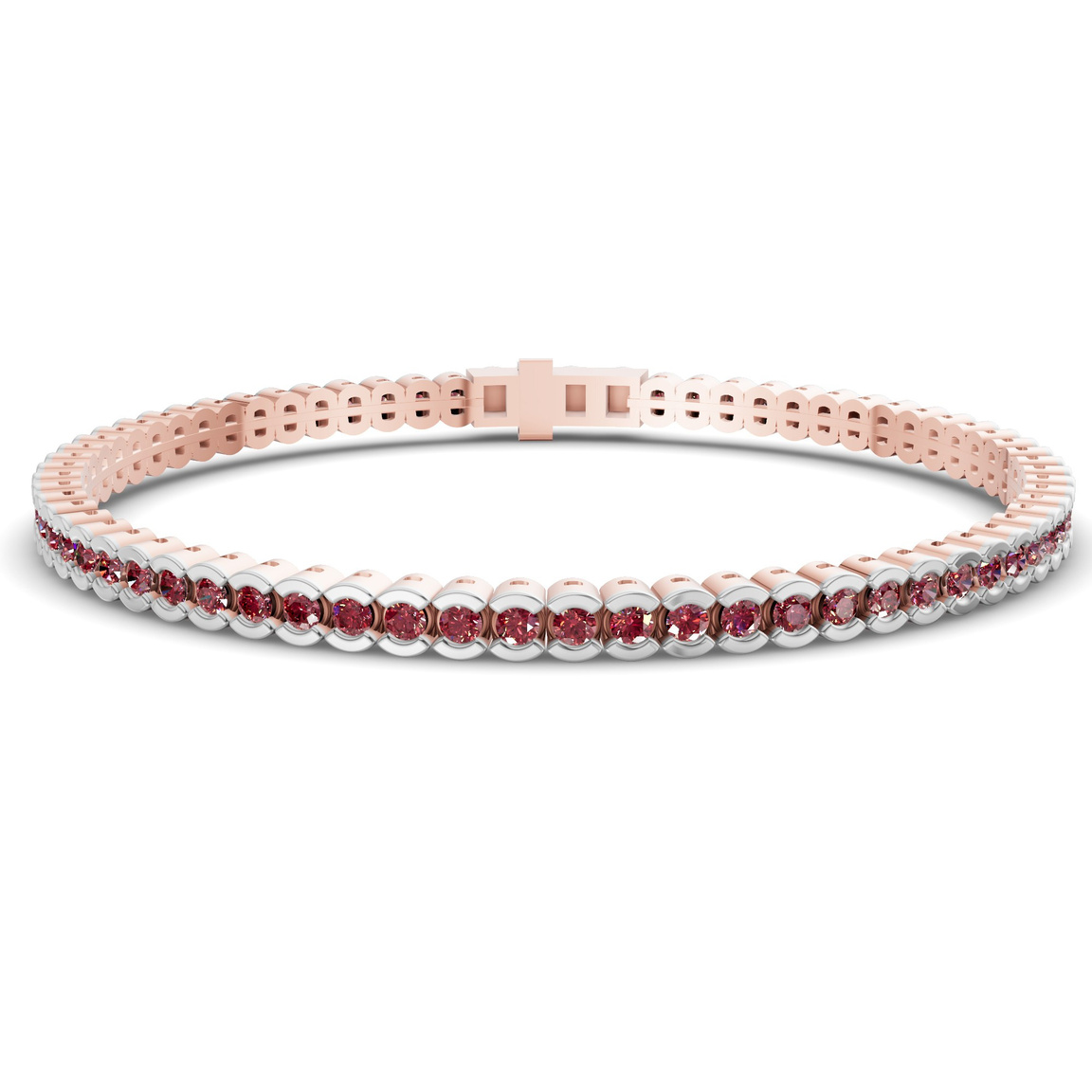 9ct Rose Gold Nemy Half Bezel Round Lab Diamond Tennis Bracelet (2 Ct. Tw.) front image