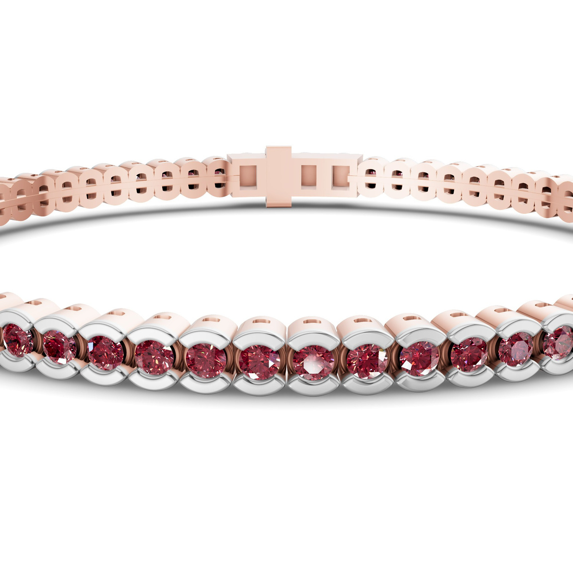 9ct Rose Gold Nemy Half Bezel Round Lab Diamond Tennis Bracelet (2 Ct. Tw.) right