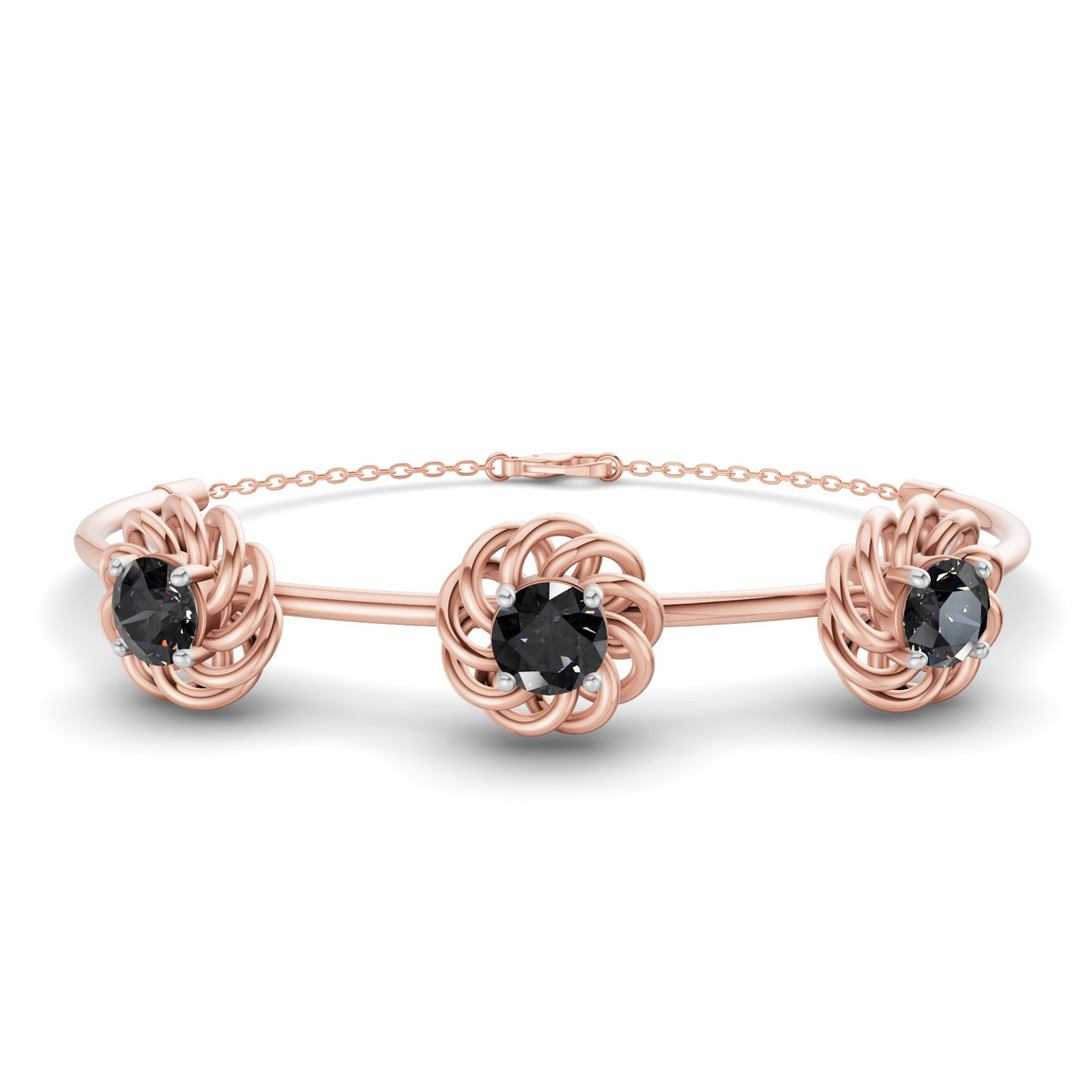 14kt Rose Gold Spiral Eleve Round Lab Diamond openable bracelet (1 Ct. Tw.) front image