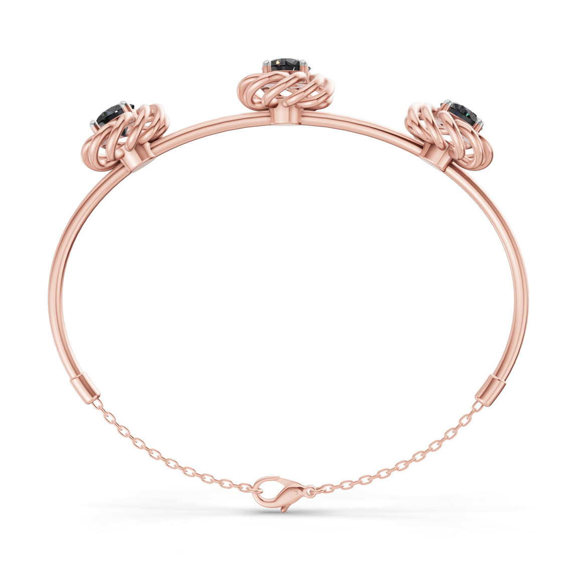 14kt Rose Gold Spiral Eleve Round Lab Diamond openable bracelet (1 Ct. Tw.) left