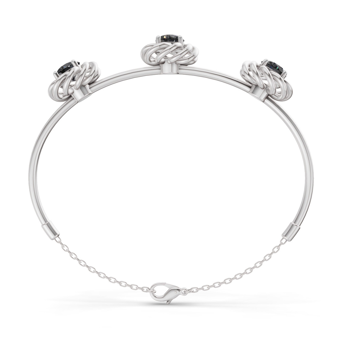 14kt White Gold Spiral Eleve Round Lab Diamond openable bracelet (1 Ct. Tw.) left