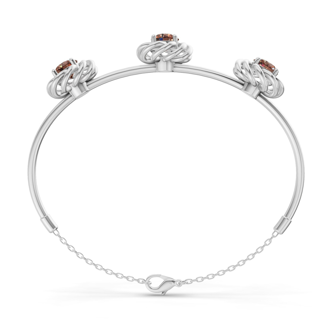 14ct White Gold Spiral Eleve Round Lab Diamond openable bracelet (1 Ct. Tw.) left