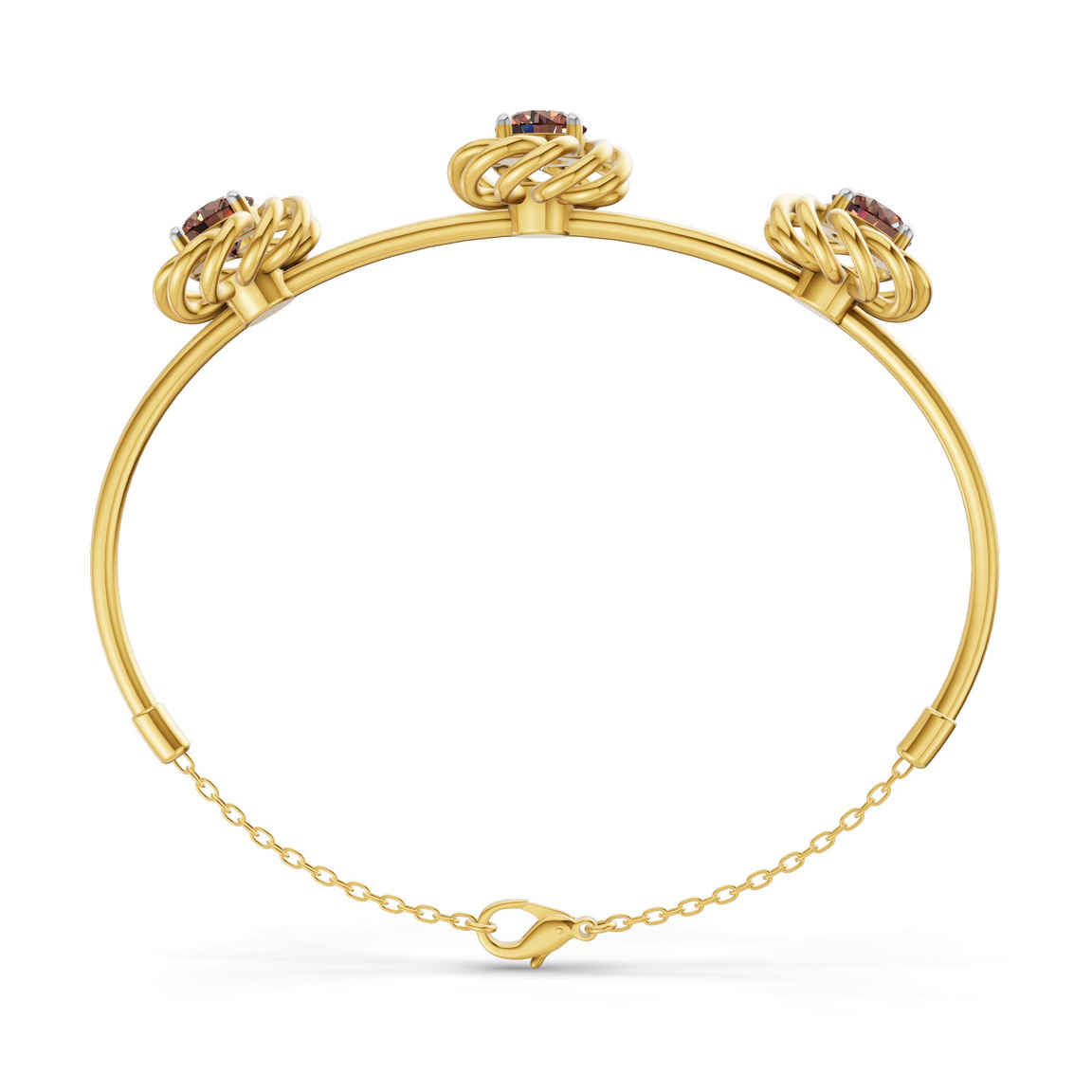 14ct Yellow Gold Spiral Eleve Round Lab Diamond openable bracelet (1 Ct. Tw.) left