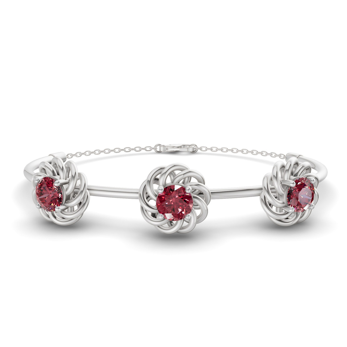 14ct White Gold Spiral Eleve Round Lab Diamond openable bracelet (1 Ct. Tw.) front image