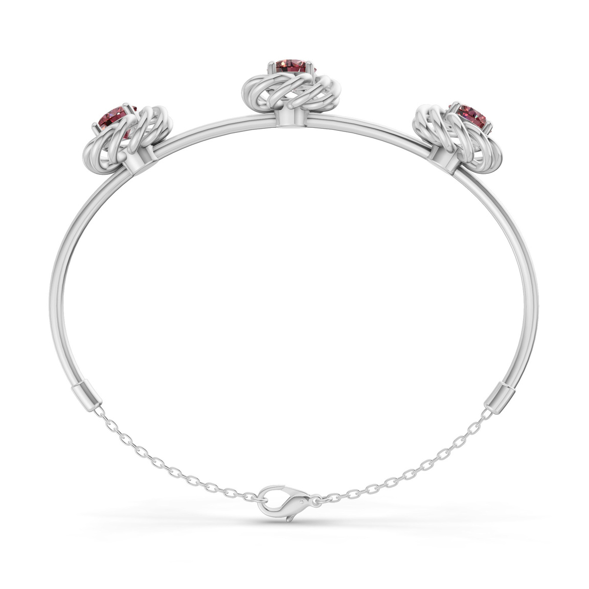 14ct White Gold Spiral Eleve Round Lab Diamond openable bracelet (1 Ct. Tw.) left