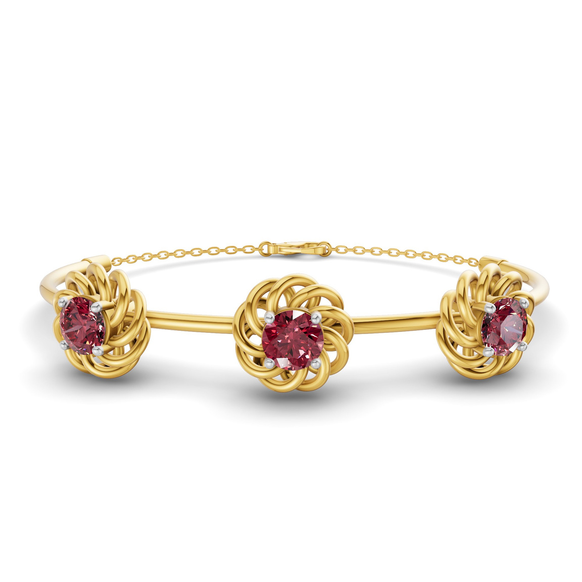14ct Yellow Gold Spiral Eleve Round Lab Diamond openable bracelet (1 Ct. Tw.) front image