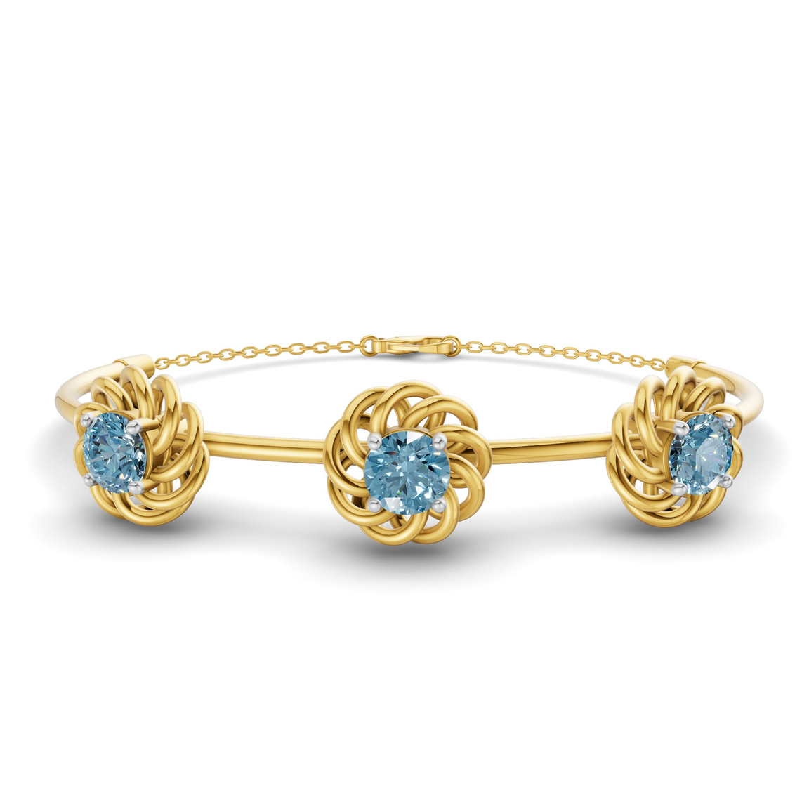 14ct Yellow Gold Spiral Eleve Round Lab Diamond openable bracelet (1 Ct. Tw.) front image