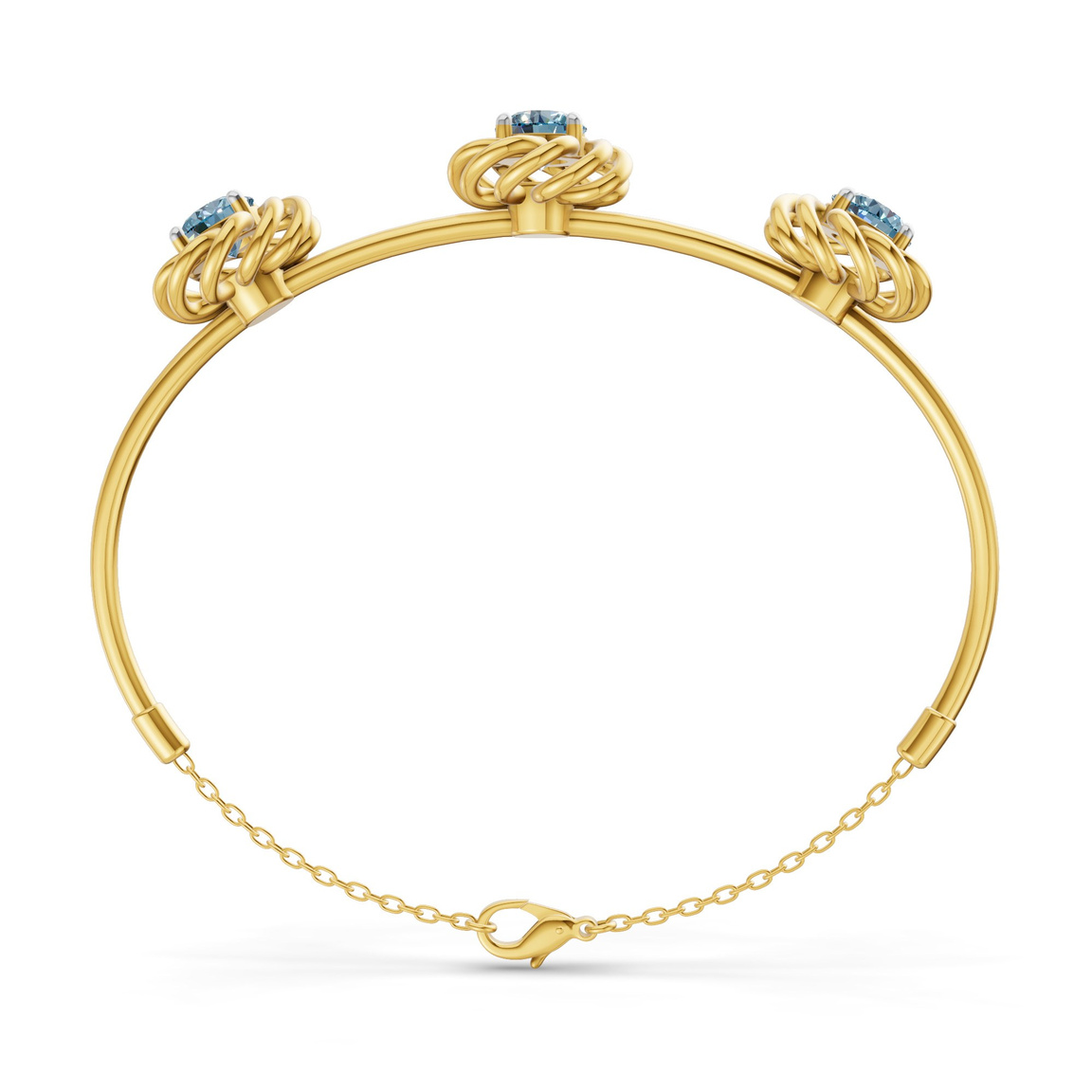14ct Yellow Gold Spiral Eleve Round Lab Diamond openable bracelet (1 Ct. Tw.) left