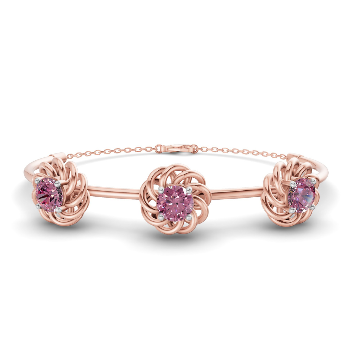 14kt Rose Gold Spiral Eleve Round Lab Diamond openable bracelet (1 Ct. Tw.) front image