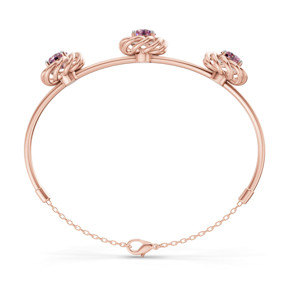 14kt Rose Gold Spiral Eleve Round Lab Diamond openable bracelet (1 Ct. Tw.) left